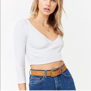 Forever 21 Surplice Long Sleeve Crop Top